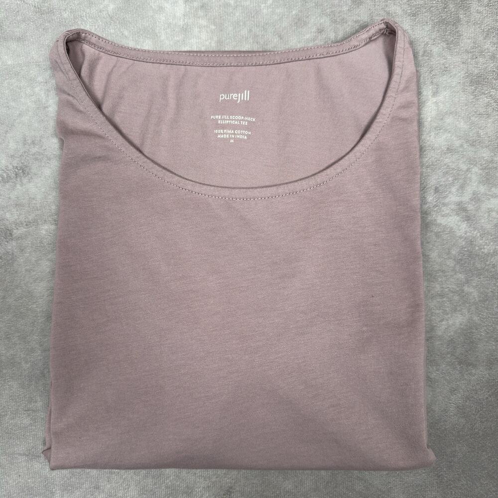 J.Jill Pure Jill 100% Pima Cotton Scoop Neck Elliptical Tee M Taupe Mauve
